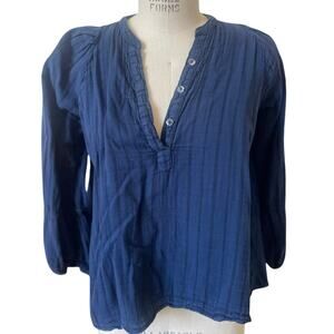 Pietsie Atlin Cotton Blouse Shirt in Blue Stripe Size Small